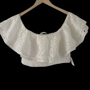 Altar”d State Ruffled Eyelet Cold Shoulder Top NWT